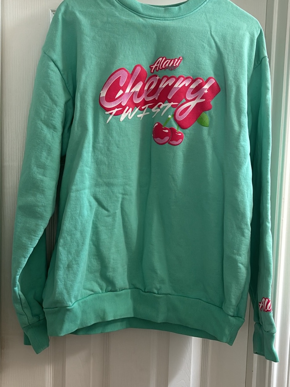 Alani Nu Mint Green 'Cherry Twist' Graphic Crewneck Sweatshirt